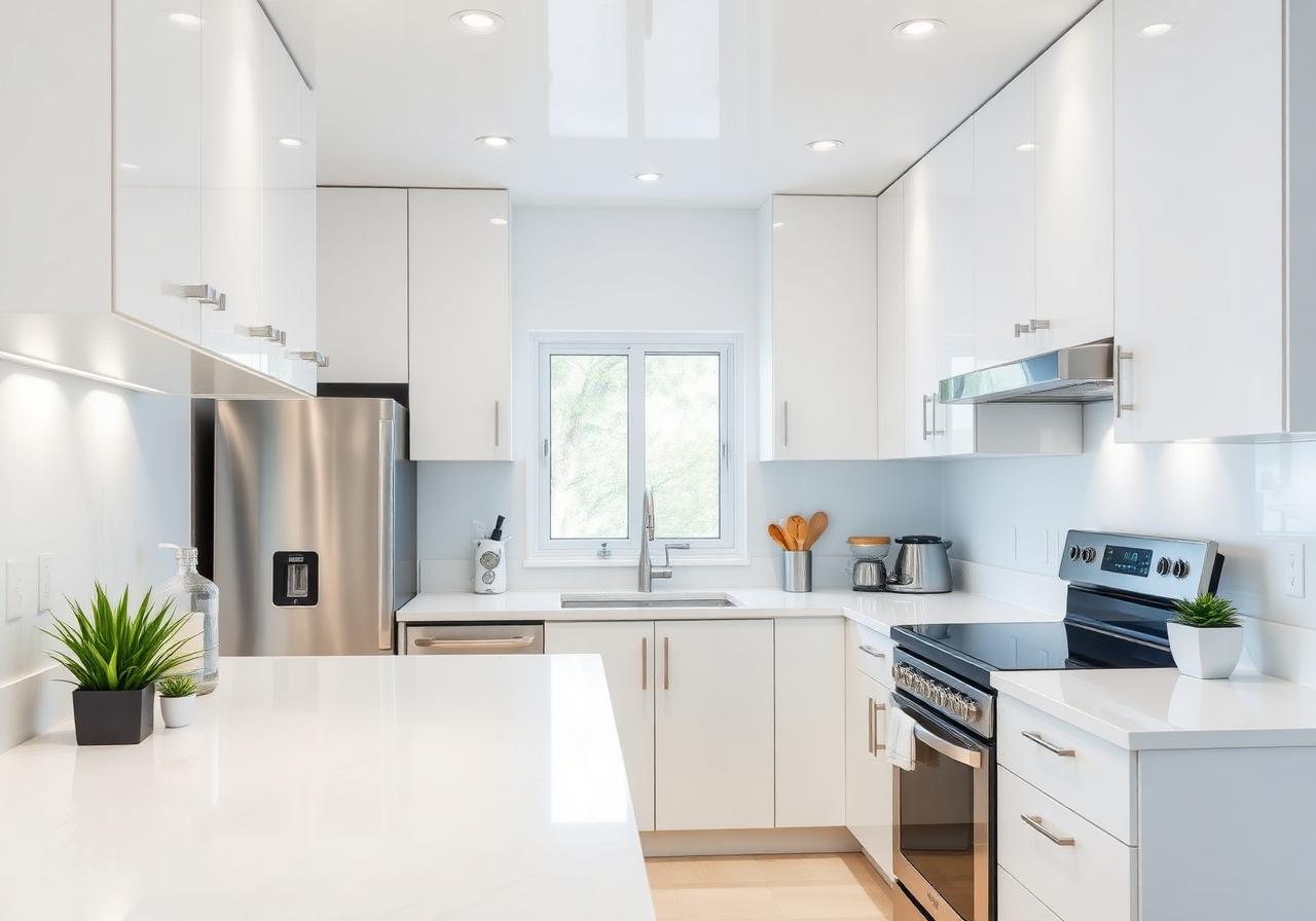 Pristine modern kitchen after deep cleaning
