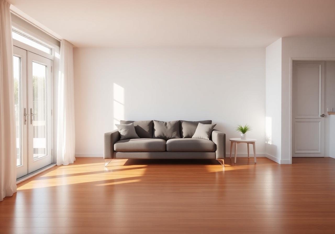Spotless modern living room after professional cleaning