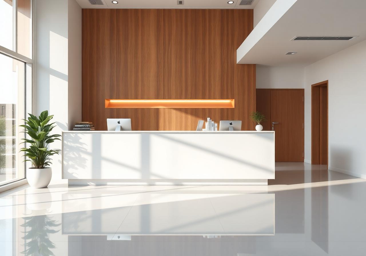 Bright clean office reception area
